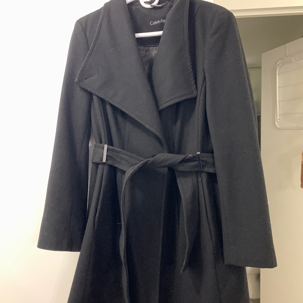 Calvin Klein asymmetric belted in black